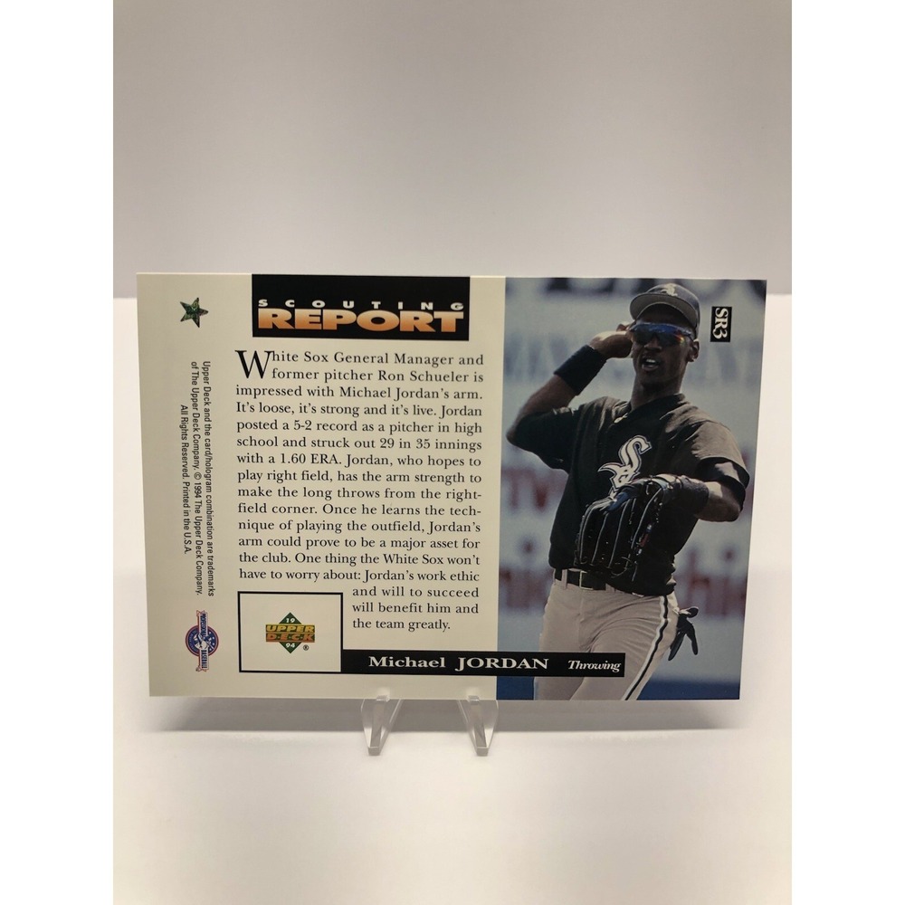 Michael Jordan Uppe rDeck 1994 Scouting Report BIG Baseball Card SR3 - Picture 2 of 2